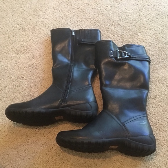 NEW SPRING STEP ALBANY High Boots BLACK Faux Fur Lined Waterproof Rain Snow 38 8 - Picture 1 of 6